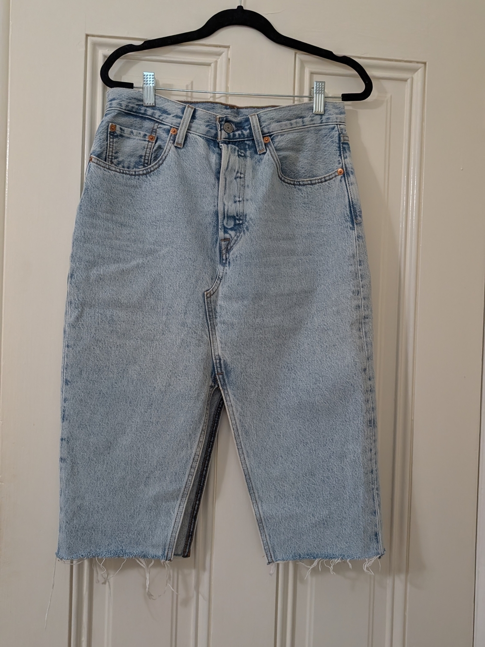 Vintage Levi's Premium High-Waist Light Wash Denim Midi Skirt